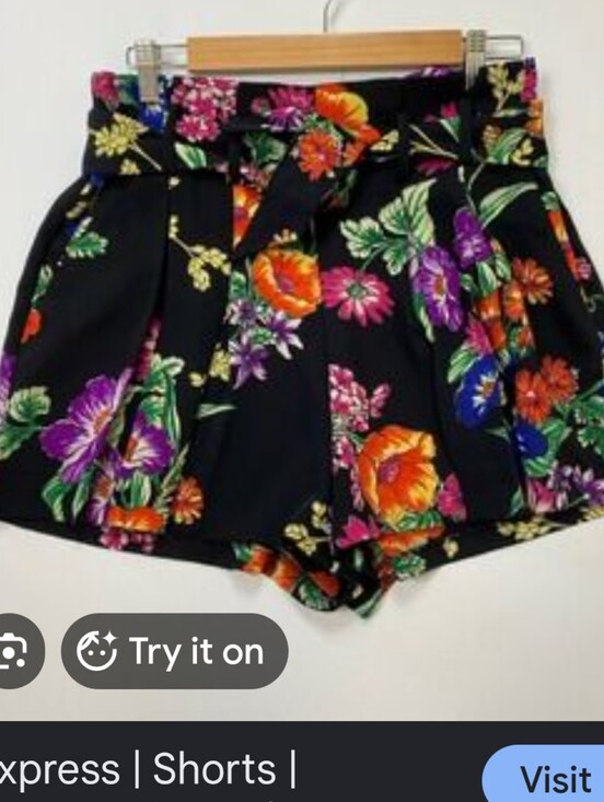 Express Pants - Express Black Floral Paperbag Waist Shorts